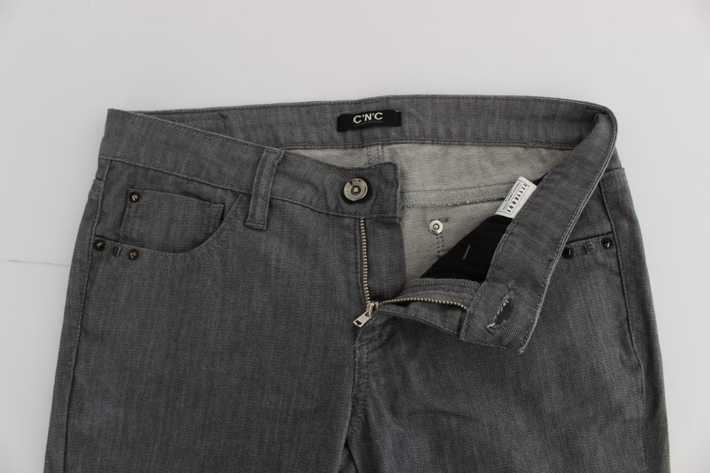 Gray Cotton Blend Slim Fit Jeans