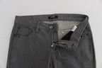 Gray Cotton Blend Slim Fit Jeans