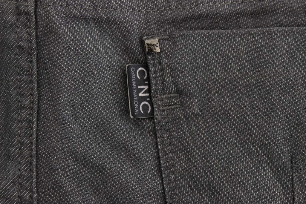 Gray Cotton Blend Slim Fit Jeans