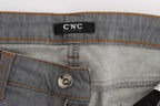 Gray Cotton Regular Fit Denim Jeans