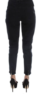 Black Cotton Slim Fit Cropped Jeans