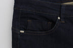 Blue Cotton Blend Slim Fit Jeans