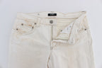 White Cotton Slim Fit Bootcut Jeans