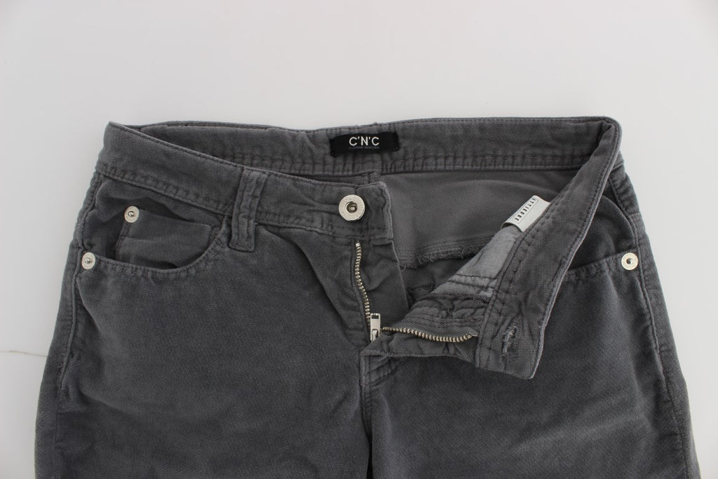 Gray Cotton Super Slim Corduroys Jeans