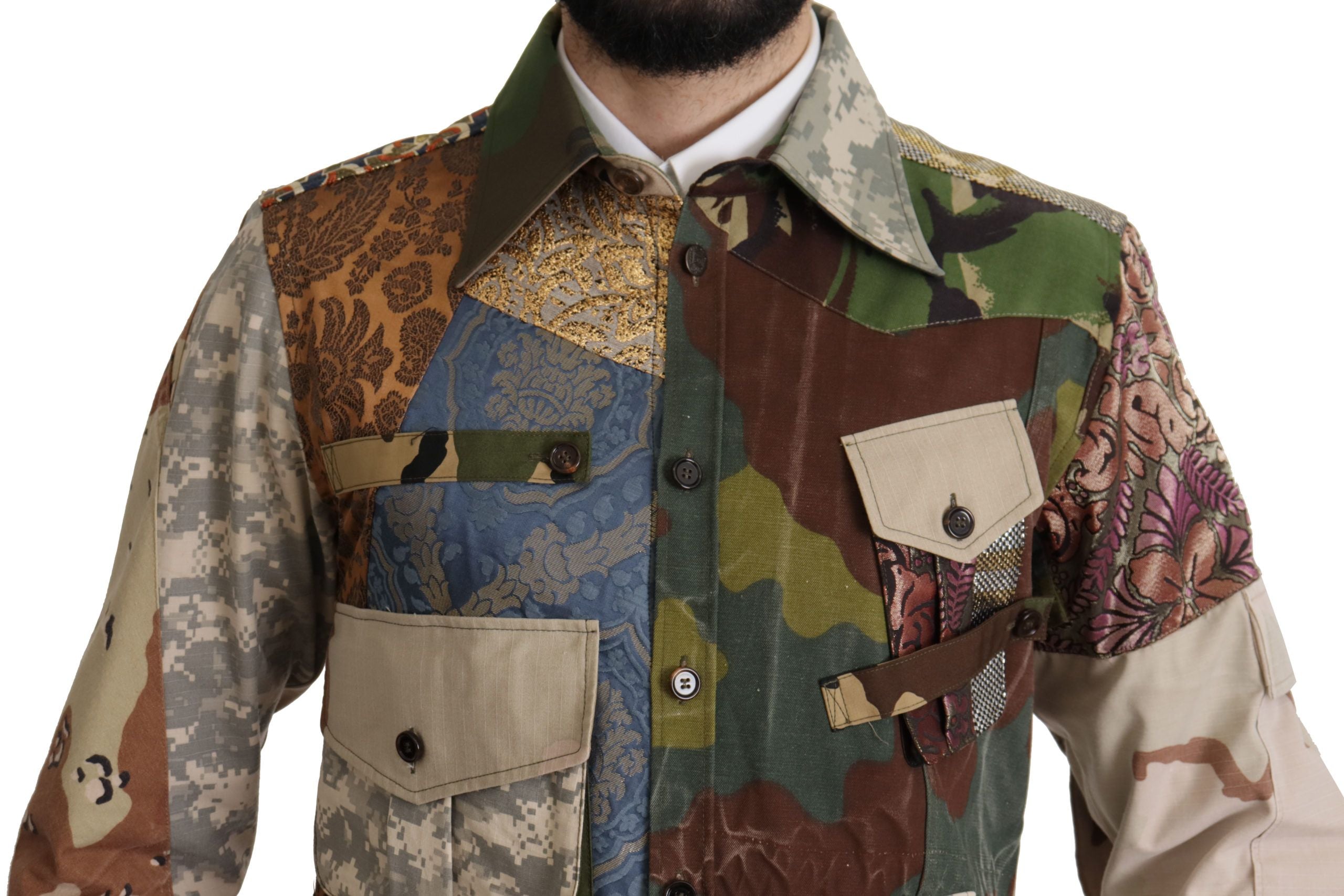 Multicolor Button Down Patchwork Shirt