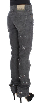 Gray Wash Cotton Torn Straight Fit Jeans