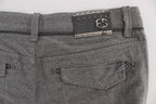 Gray Cotton Straight Fit Casual Pants