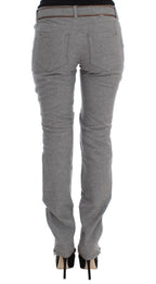 Gray Cotton Slim Fit Casual Bootcut Pants