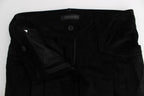 Black Velvet Cotton Capri Bootcut Pants