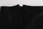 Black Cotton Blend Capri Cropped Pants