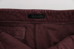 Bordeaux Cotton Cropped Cargo Pants