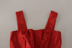 Red A-line Pleated Satin Silk Dress