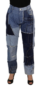 Multicolor Patchwork High Waist Denim Jeans