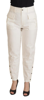 White High Waist Tapered Women Cotton Pants