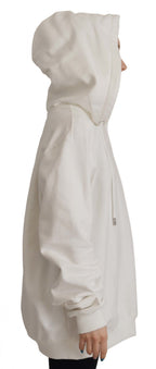 White Hoodie Pullover Embroidered Sweater