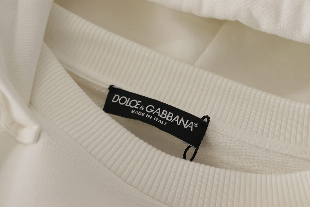 White Hoodie Pullover Embroidered Sweater