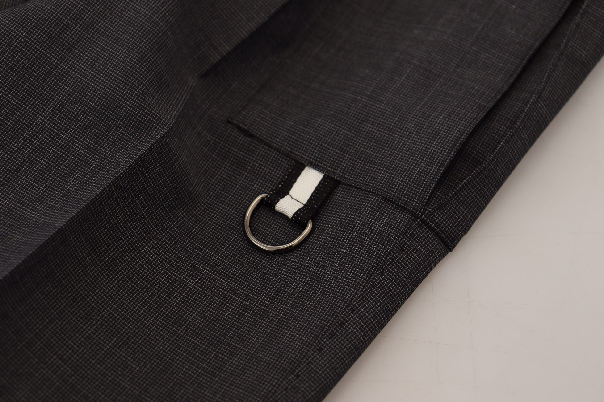 Gray Checked Cargo Trousers Stretch Pants