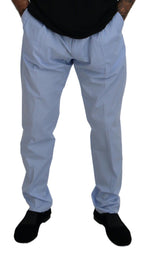 Blue Cotton Stretch Trousers Chinos Pants