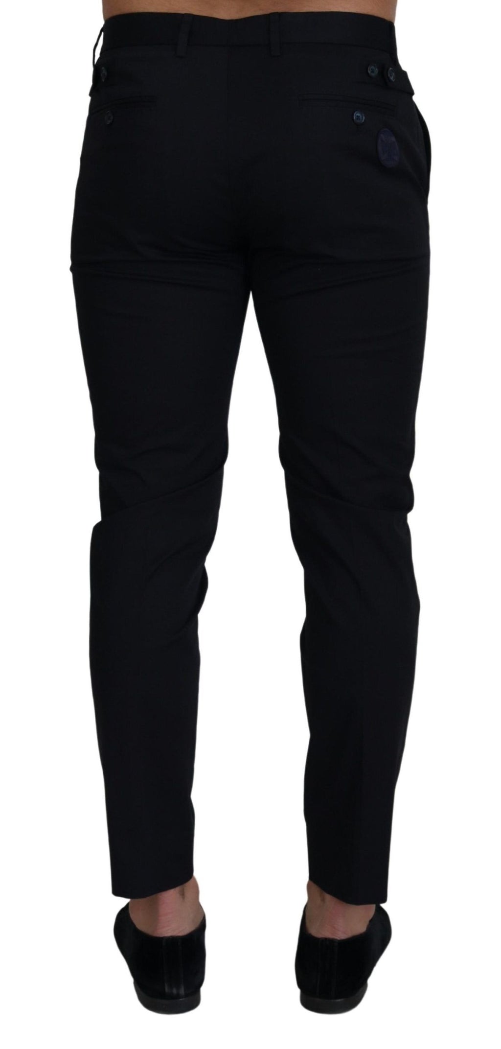 Blue Stretch Cotton Slim Trousers Chinos Pants