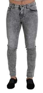 Gray Slim Fit Wash Stretch Cotton Denim Jeans