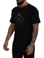 Black Cotton Embroidered Crewneck T-shirt