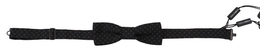 Black Pattern Silk Adjustable Neck Papillon Bow Tie