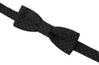 Black Pattern Silk Adjustable Neck Papillon Bow Tie