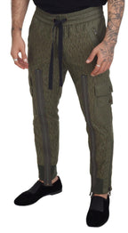 Green Striped Cargo Zipper Leg Men Trouser Pants
