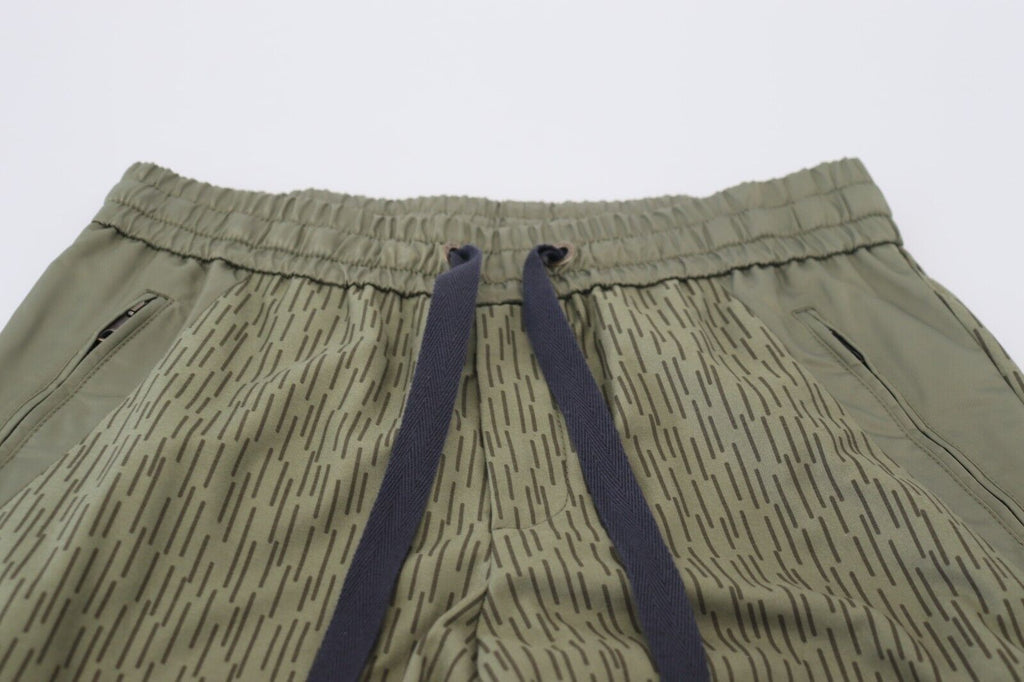 Green Striped Cargo Zipper Leg Men Trouser Pants
