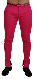 Pink Zipper Buckle Waist Trousers Pants