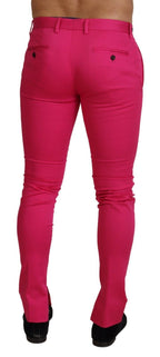Pink Zipper Buckle Waist Trousers Pants