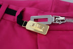 Pink Zipper Buckle Waist Trousers Pants
