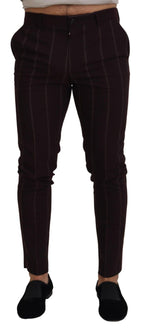 Brown Striped Men Trousers Cotton Pants