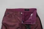 Magenta Cotton Men Casual Harness Denim Jeans