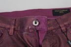 Magenta Cotton Men Casual Harness Denim Jeans