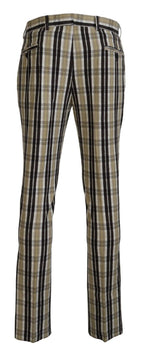 Multicolor Checkered Cotton Straight Fit Men Pants