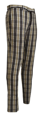 Multicolor Checkered Cotton Straight Fit Men Pants