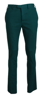Green Straight Fit Men Formal Trousers Pants