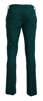 Green Straight Fit Men Formal Trousers Pants