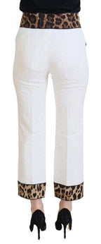 White Leopard Print High Waist Pants