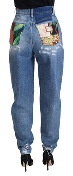 Blue Washed Cotton Tattered Denim Jeans