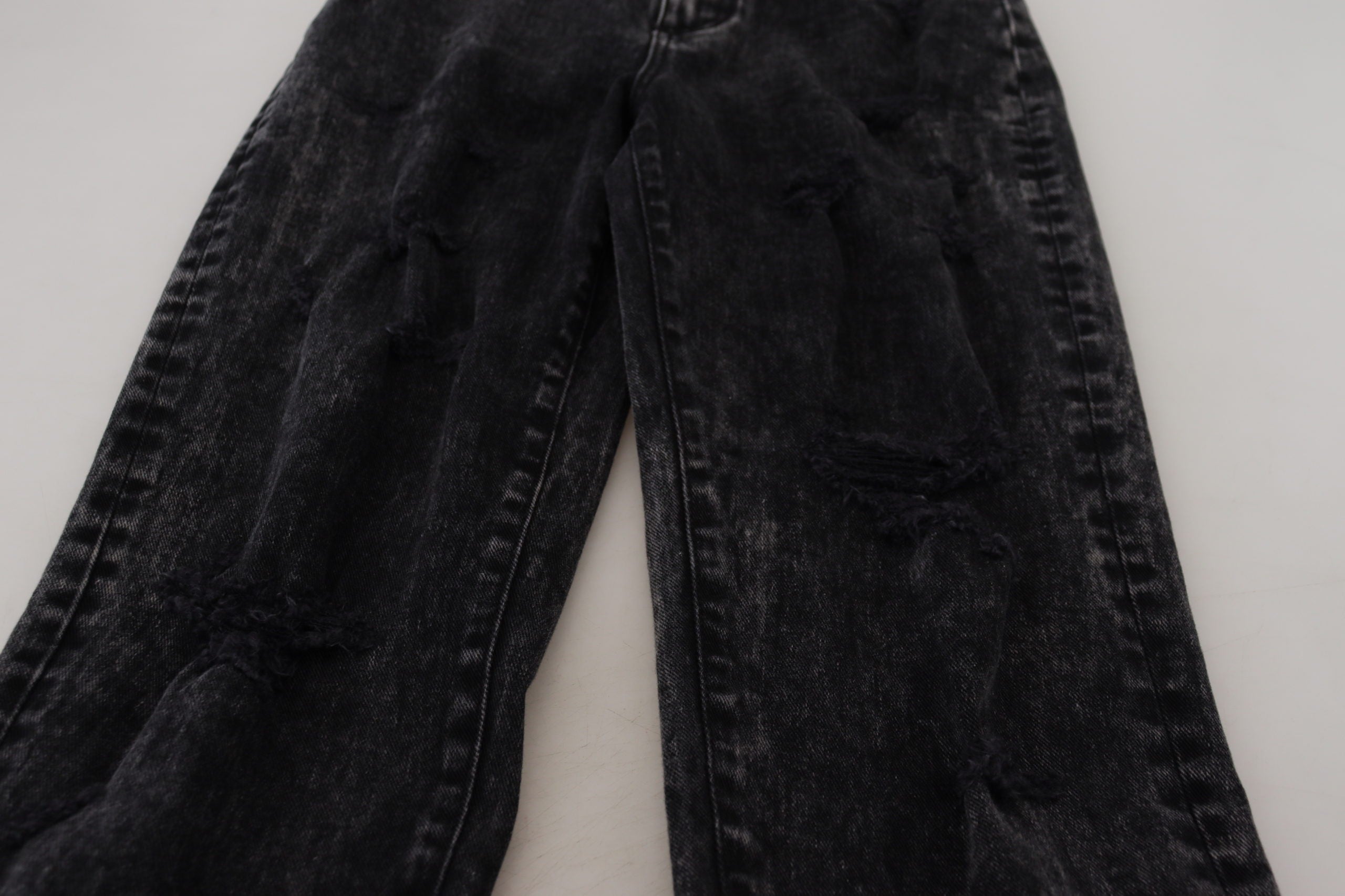 Black Washed Cotton High Waist Denim Jeans