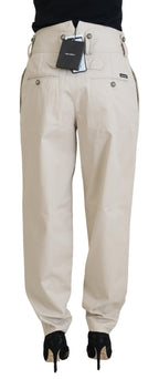 Beige Cotton Women Cargo Pants