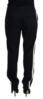 Black Tapered Women Wool Pants