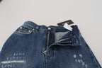 Blue Washed Cotton Tattered Denim Jeans