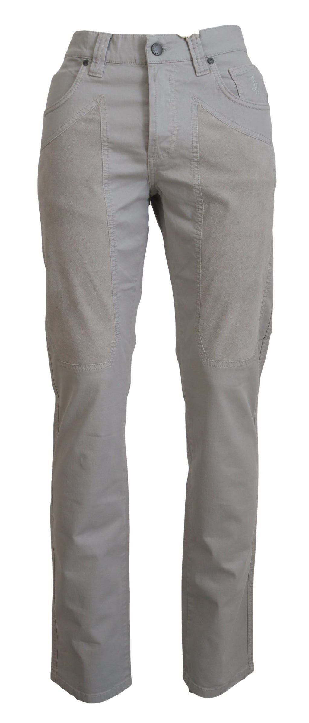 Gray Cotton Tapered Men Casual Pants