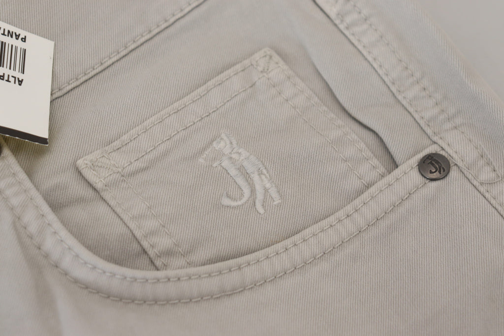 Gray Cotton Tapered Men Casual Pants