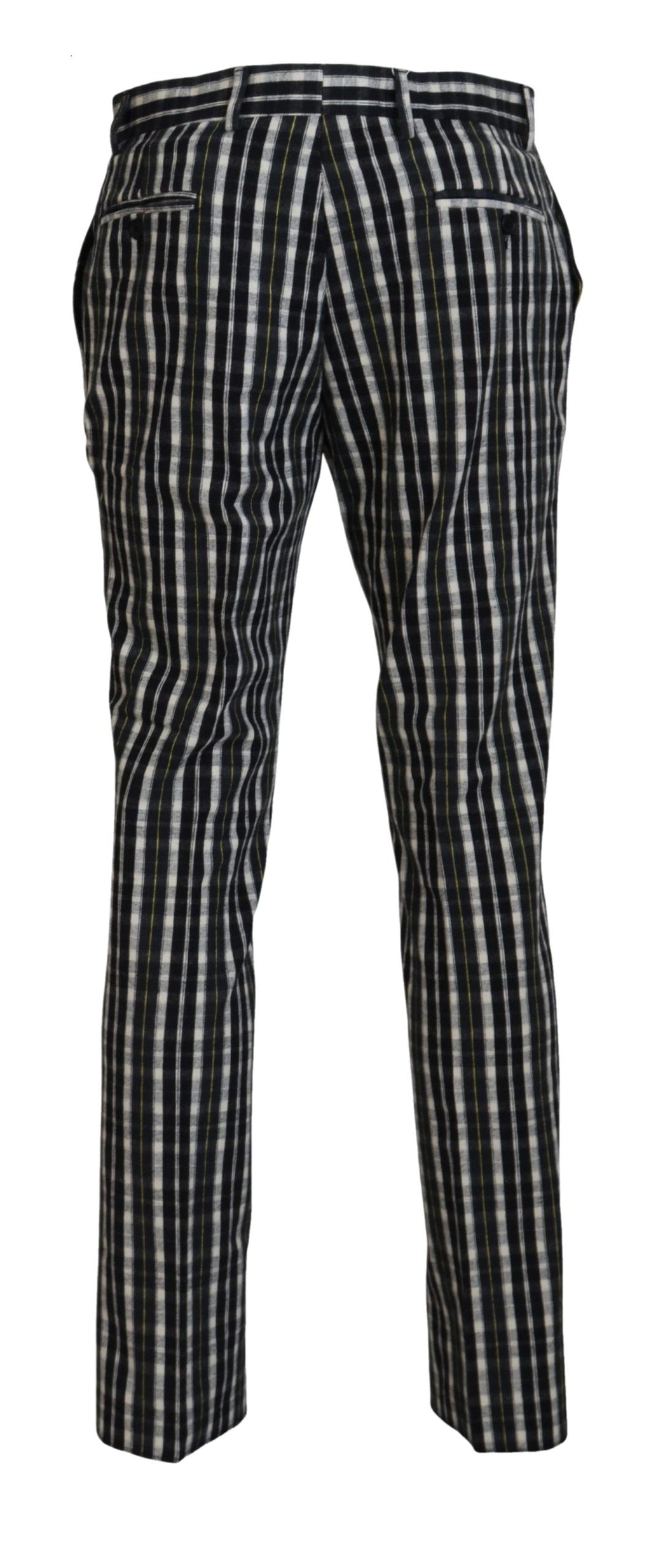 Black Checkered Cotton Casual Pants