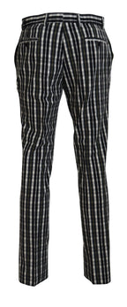 Black Checkered Cotton Casual Pants
