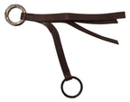 Brown Leather Silver Tone Metal Keyring Keychain